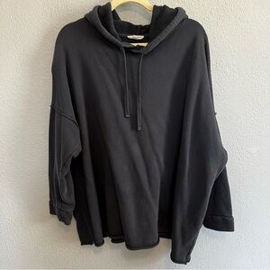 Eileen Fisher Terrycloth Raw Edge Swing Hoodie 2X in Ocean